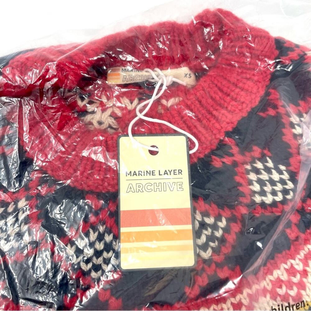 Marine Layer Archive Alpine Knit Sweater in Red Fair Isle Women’s XS $158 - Picture 8 of 9